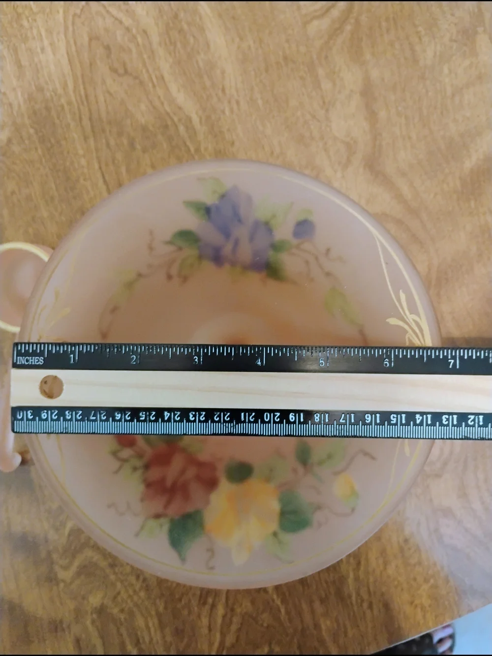 Vintage Tiffin Satin Pink Mayonnaise Bowl With Spoon Floral Poppies Gold Trim
